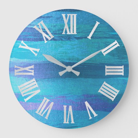 BLUE OCEAN STROKT BEACH HUUSE Roman Numbers Grote Klok (Voorkant)