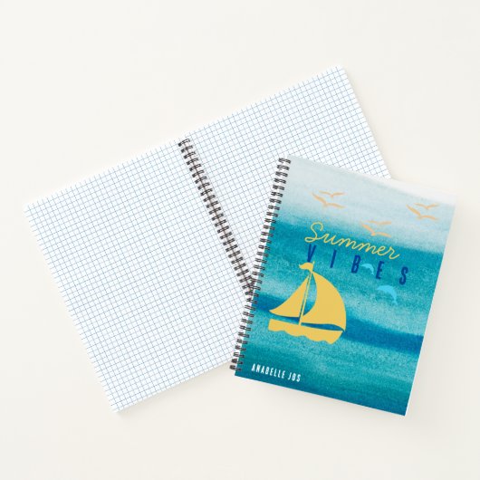 Blue Ocean Summer Vibes - Gepersonaliseerd Notitieboek (Binnen)