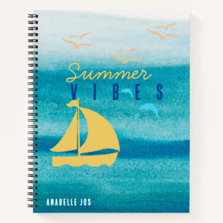 Blue Ocean Summer Vibes - Gepersonaliseerd Notitieboek