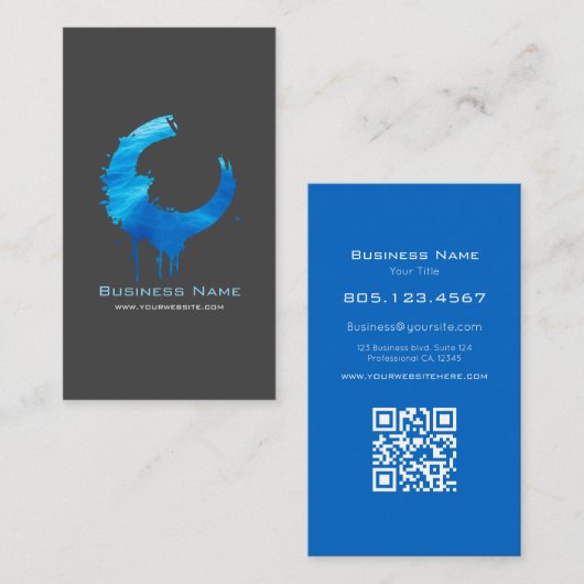 Blue Ocean Swirl • Custom Editable Modern Card Visitekaartje (Voorkant / Achterkant)