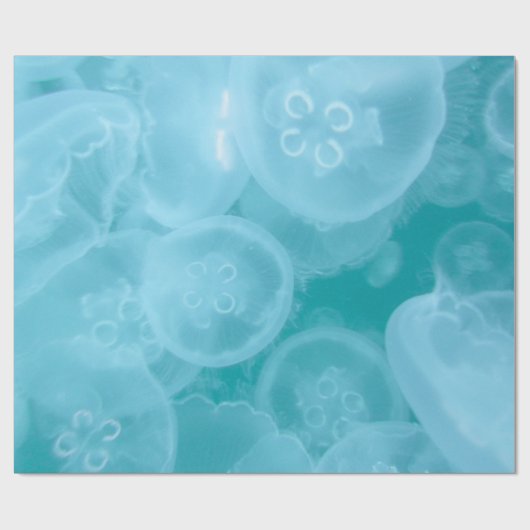Blue ocean transparent jellyfish wrapping paper cadeaupapier (Vlak)