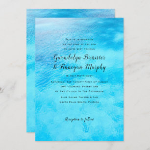Blue Ocean Water Custom Wedding Invitations