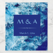 Blue Ocean Water Wedding Beverage Label Wijn Etiket (Enkel label)