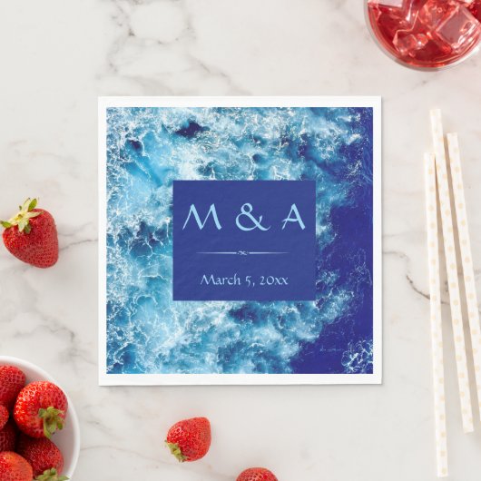 Blue Ocean Water Wedding Luncheon Servet (Insitu)