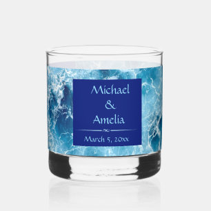 Blue Ocean Water Wedding Rocks Glass Whisky Glas