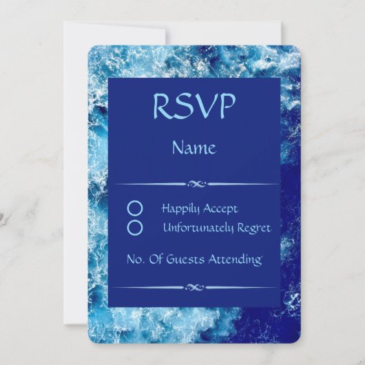 Blue Ocean Water Wedding RSVP kaart (Voorkant)