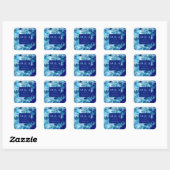 Blue Ocean Water Wedding Square Stickers (Vel)