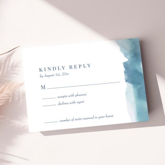 Blue Ocean Watercolor Wedding Carte RSVP