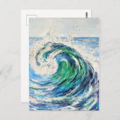 Blue Ocean Wave Briefkaart (Voorkant / Achterkant)