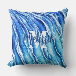 Blue Ocean Wave Monogrammed Kussen