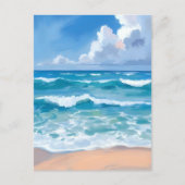 Blue Ocean Waves | Beach Sea Watercolor Briefkaart (Voorkant)