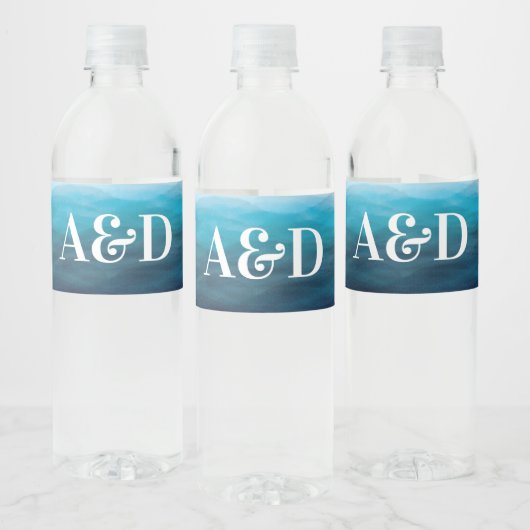 Blue Ocean Waves Bruiloft Water Fles Labels Waterfles Etiket (Flessen)