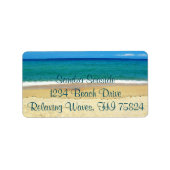 Blue Ocean Waves en een zandstrand Adresetiketten Etiket (Voorkant)