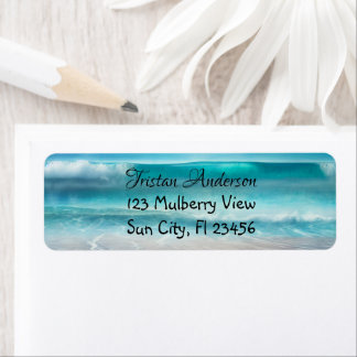 Blue Ocean Waves en Zee Glass Gepersonaliseerd Etiket