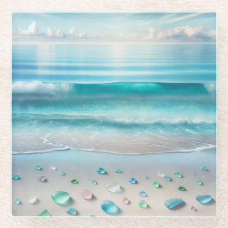 Blue Ocean Waves en Zee Glass Glazen Onderzetter