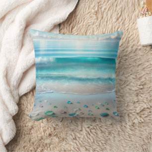  Blue Ocean Waves en Zee Glass Kussen