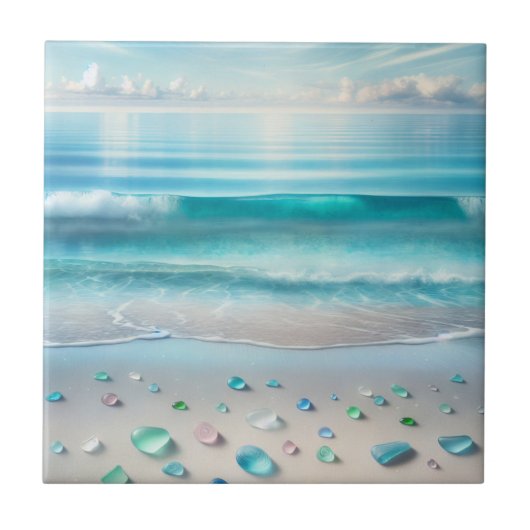 Blue Ocean Waves en Zee Glass Tegeltje (Voorkant)