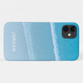 Blue Ocean Waves Monogrammed Hoesje-Mate iPhone Ca Case-Mate iPhone Case (Achterkant (horizontaal))