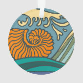 Blue Ocean Waves Nautilus Seashell Motif Nouveau (dos)