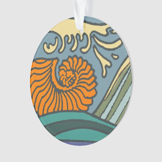 Blue Ocean Waves Nautilus Seashell Motif Nouveau (devant)