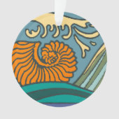 Blue Ocean Waves Nautilus Seashell Motif Nouveau (devant)
