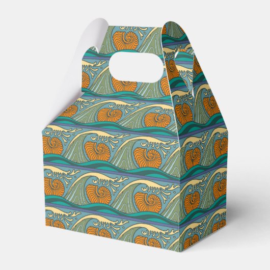 Blue Ocean Waves Nautilus Seashell Patroon Nouveau Bedankdoosjes (Voorkant Zijde)