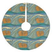 Blue Ocean Waves Nautilus Seashell Patroon Nouveau Kerstboom Rok (Voorkant)