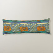 Blue Ocean Waves Nautilus Seashell Patroon Nouveau Lichaamskussen (Achterkant)