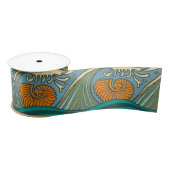 Blue Ocean Waves Nautilus Seashell Patroon Nouveau Lint (Spoel)