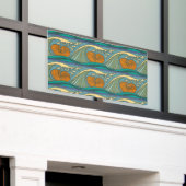 Blue Ocean Waves Nautilus Seashell Patroon Nouveau Spandoek (Buitenkant Gebouw)