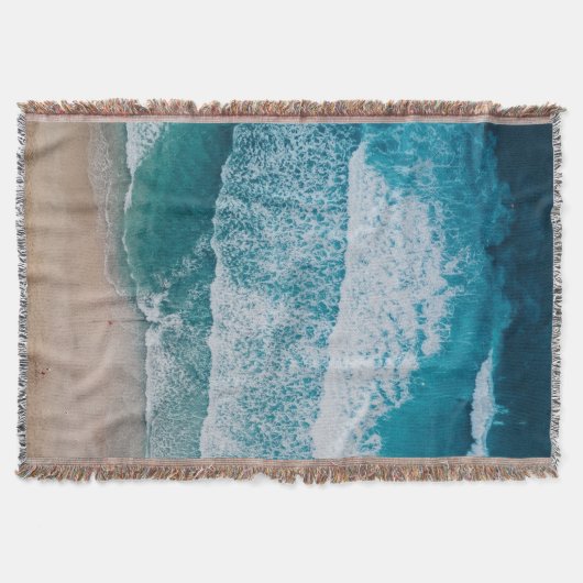 Blue Ocean Waves Sandy Beach Deken (Voorkant)