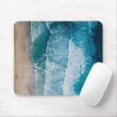 Blue Ocean Waves Sandy Beach Muismat (Met muis)