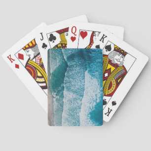 Blue Ocean Waves Sandy Beach Pokerkaarten