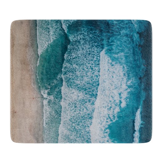 Blue Ocean Waves Sandy Beach Snijplank (Voorkant)