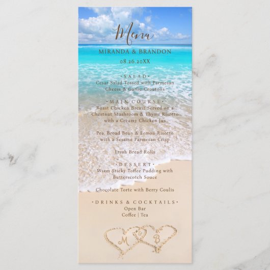Blue Ocean Waves Tropical Beach Menu Card (Devant)