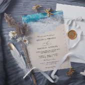 Blue Ocean Waves Tropical Beach QR Code Wedding Kaart