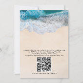 Blue Ocean Waves Tropical Beach QR Code Wedding Kaart (Achterkant)