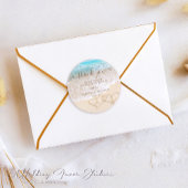 Blue Ocean Waves Tropical Beach Wedding Dank u Ronde Sticker