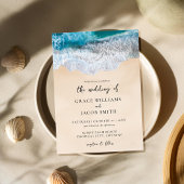 Blue Ocean Waves Tropical Beach Wedding Kaart