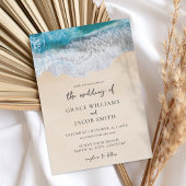 Blue Ocean Waves Tropical Beach Wedding Kaart