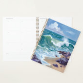Blue Ocean Waves Watercolor Painting Planner (Display)