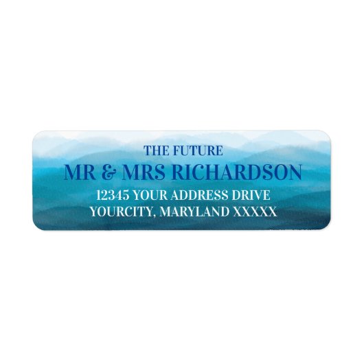 Blue Ocean Waves Wedding Return Address Labels (Voorkant)