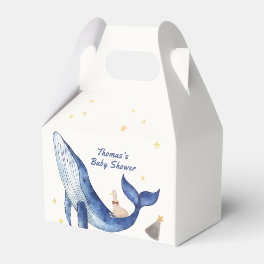 Blue Ocean Whimsical Duck Stars Walvis Baby shower Bedankdoosjes (Voorkant Zijde)