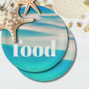 Blue Ocean White Aqua Zee Beach Coastal Papieren Bordje