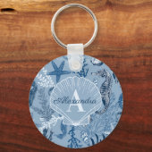 Blue Ocean Zee Life Beach Monogram Sleutelhanger (Voorkant)