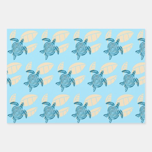 Blue Ocean Zee Turtle Digital Design Inpakpapier Vel (Voorkant 3)