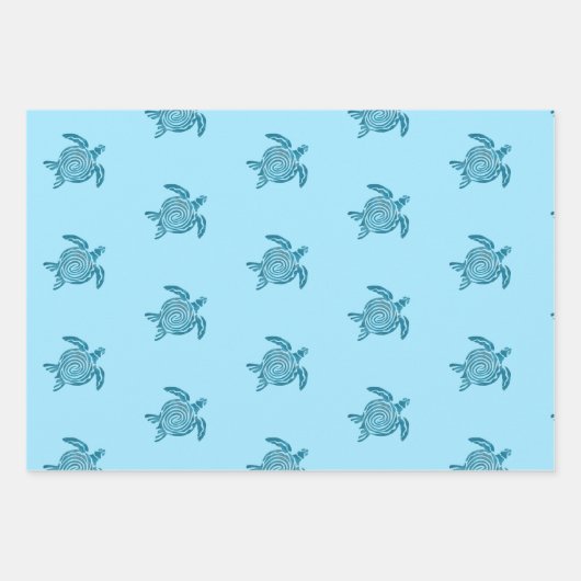 Blue Ocean Zee Turtle Digital Design Inpakpapier Vel (Voorkant 2)