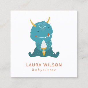 BLUE OCHRE CUTE SANDI LITTLE MOSTER ICECREAM NANNY VIERKANTE VISITEKAARTJE