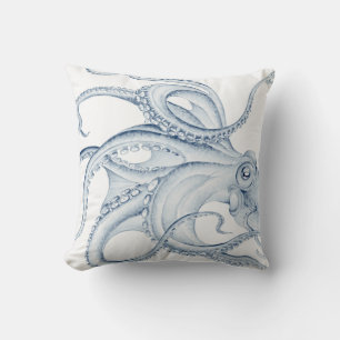 Blue Octopus Cephalopod Kraken Ink Kussen