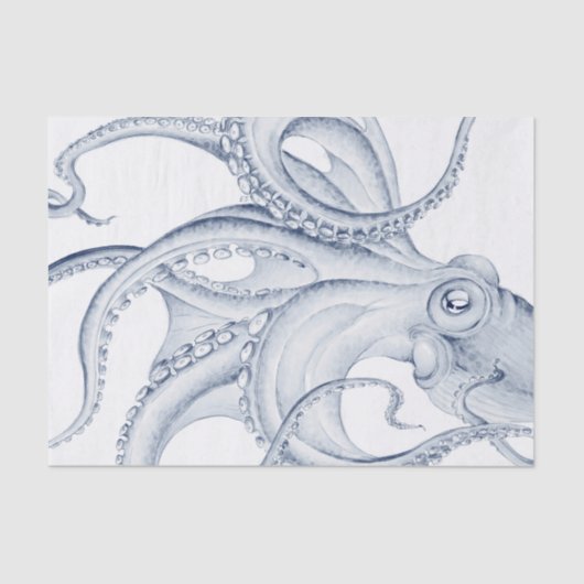 Blue Octopus Cephalopod Kraken Ink Tissuepapier (Voorkant)